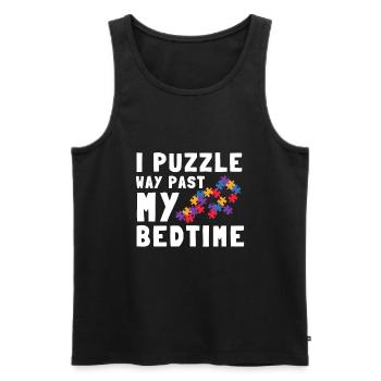 Puzzle Queen - Je passe devant mon heure de coucher - Débardeur bio Premium Homme - noir - Devant - Michal (187cm)