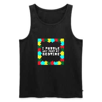 Puzzle Queen - Je passe devant mon heure de coucher - Débardeur bio Premium Homme - noir - Devant - Michal (187cm)