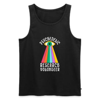Psychedelic Research Volunteer - Männer Premium Bio Tank Top - Schwarz - Vorne - AI Model Male 178 light (178cm)