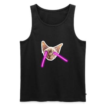 Cat With Laser Eyes - Männer Premium Bio Tank Top - Schwarz - Vorne - AI Model Male 178 light (178cm)