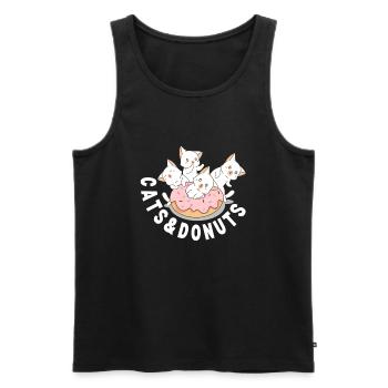 Cat Unicorn Donut - Men's Premium Organic Tank Top - black - Front - Michal (187cm)