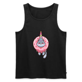 Cat Unicorn Donut - Men's Premium Organic Tank Top - black - Front - Michal (187cm)