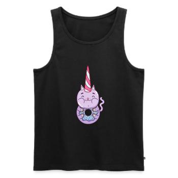 Cat Unicorn Donut - Men's Premium Organic Tank Top - black - Front - Michal (187cm)