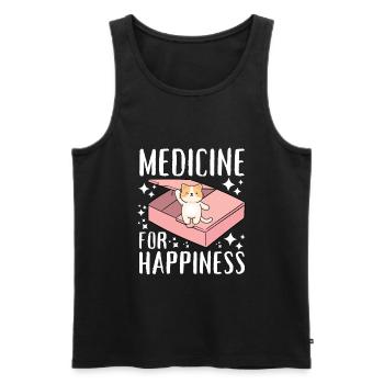 Ma médecine pour le bonheur appelée chats tous les jours - Débardeur bio Premium Homme - noir - Devant - AI Model Male 178 light (178cm)