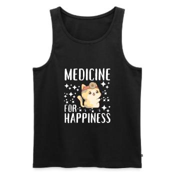 Ma médecine pour le bonheur appelée chats tous les jours - Débardeur bio Premium Homme - noir - Devant - AI Model Male 178 light (178cm)