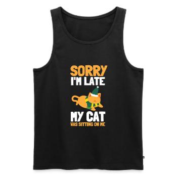 Sorry I'm Late My Cat Was Sitting On Me - Men's Premium Organic Tank Top - black - Front - Michal (187cm)