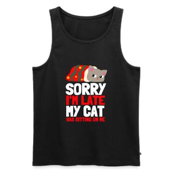 Sorry I'm Late My Cat Was Sitting On Me - Men's Premium Organic Tank Top - black - Front - Michal (187cm)
