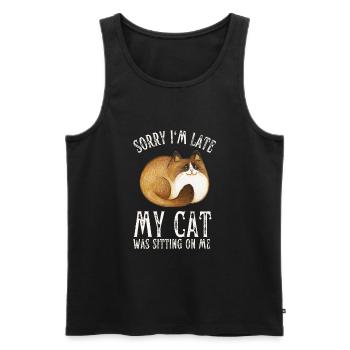 Sorry I'm Late My Cat Was Sitting On Me - Men's Premium Organic Tank Top - black - Front - Michal (187cm)