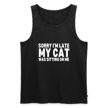 Sorry I'm Late My Cat Was Sitting On Me - Men's Premium Organic Tank Top - black - Front - Michal (187cm)