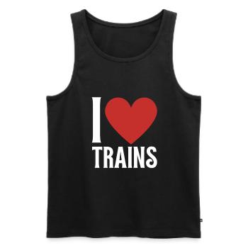 Locomotive à vapeur - J’ai un train d’ à voie unique - Débardeur bio Premium Homme - noir - Devant - Michal (187cm)