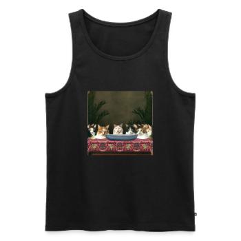 Cat Art History - Men's Premium Organic Tank Top - black - Front - AI Model Male 178 light (178cm)