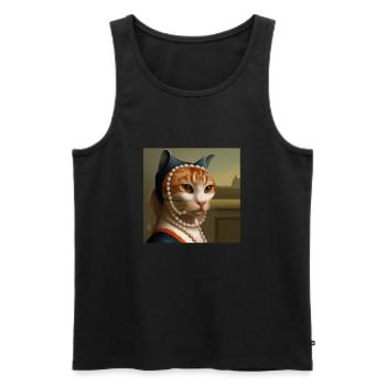 Cat Art History - Men's Premium Organic Tank Top - black - Front - AI Model Male 178 light (178cm)