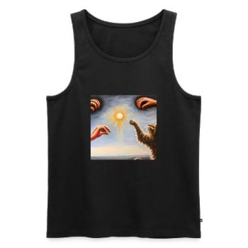 Cat Art History - Men's Premium Organic Tank Top - black - Front - AI Model Male 178 light (178cm)
