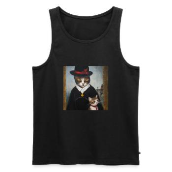 Cat Art History - Men's Premium Organic Tank Top - black - Front - AI Model Male 178 light (178cm)