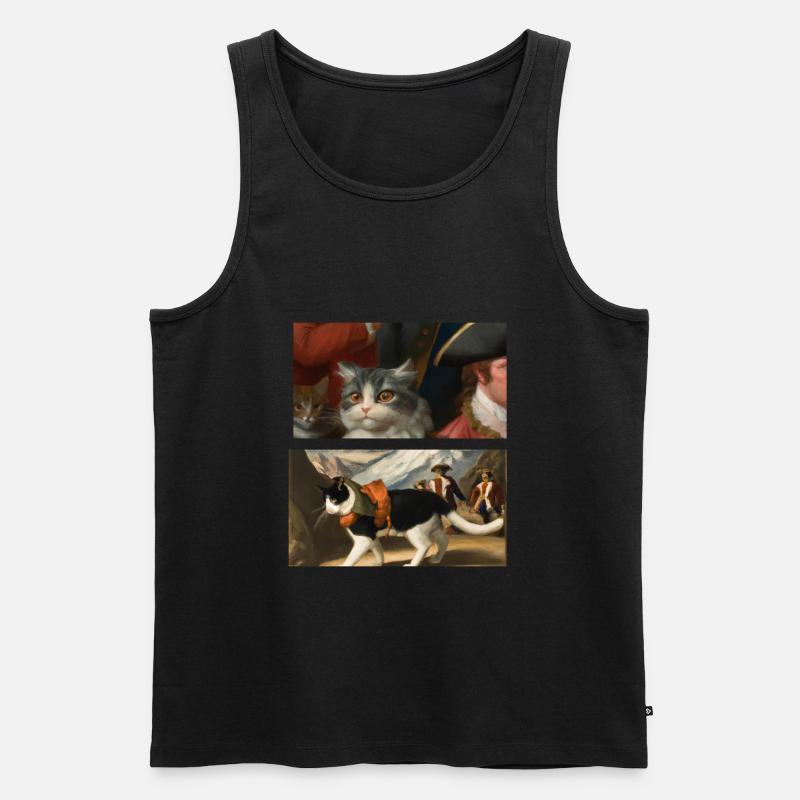 Cat Art History - Männer Premium Bio Tank Top - Schwarz