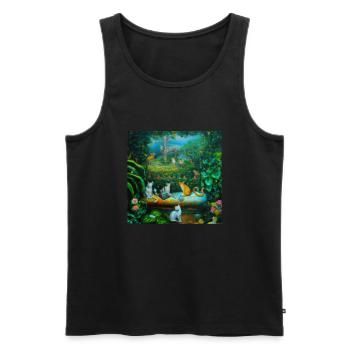 Cat Art History - Men's Premium Organic Tank Top - black - Front - AI Model Male 178 light (178cm)