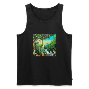 Cat Art History - Men's Premium Organic Tank Top - black - Front - AI Model Male 178 light (178cm)