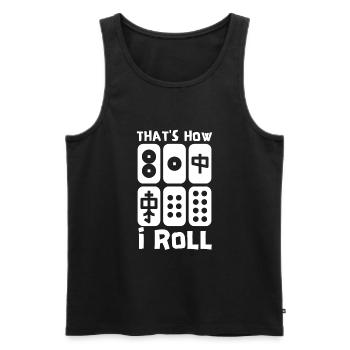 Cats Playing Mahjong - Men's Premium Organic Tank Top - black - Front - AI Model Male 178 light (178cm)