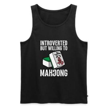 Cats Playing Mahjong - Men's Premium Organic Tank Top - black - Front - AI Model Male 178 light (178cm)