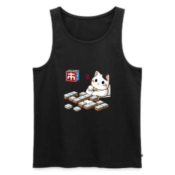 Cats Playing Mahjong - Männer Premium Bio Tank Top - Schwarz - Vorne - AI Model Male 178 light (178cm)