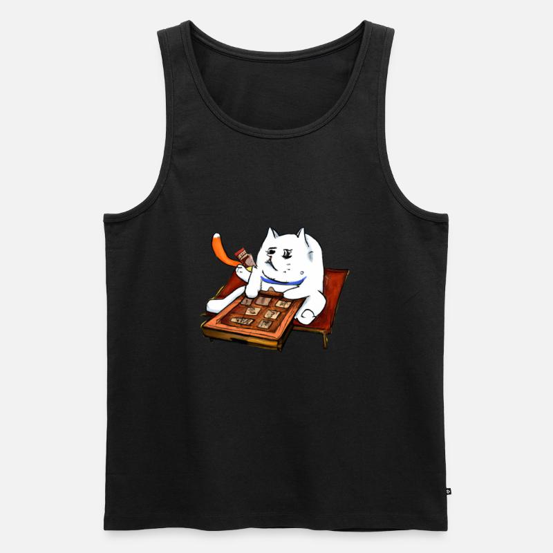 Cats Playing Mahjong - Männer Premium Bio Tank Top - Schwarz