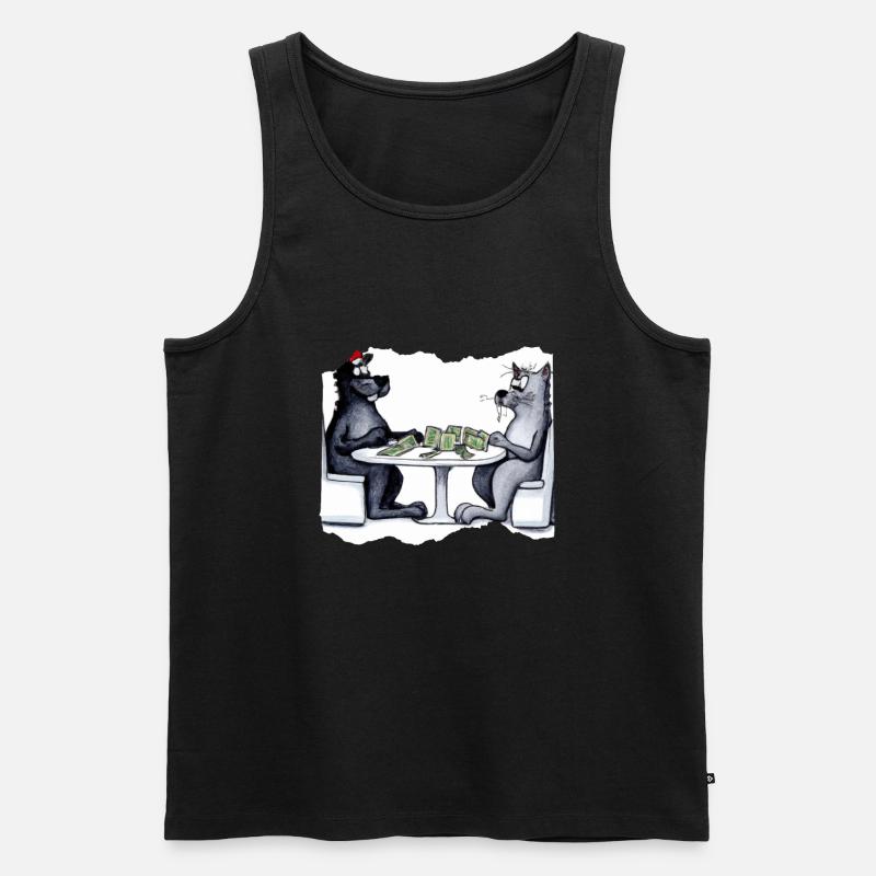 Cats Playing Cards - Männer Premium Bio Tank Top - Schwarz