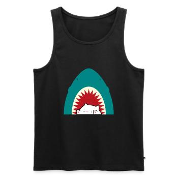 Chat mangeur de requins - Débardeur bio Premium Homme - noir - Devant - AI Model Male 178 light (178cm)