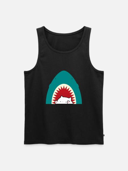 Chat mangeur de requins - Débardeur bio Premium Homme - noir