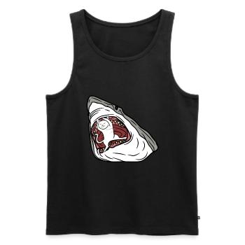 Chat mangeur de requins - Débardeur bio Premium Homme - noir - Devant - AI Model Male 178 light (178cm)