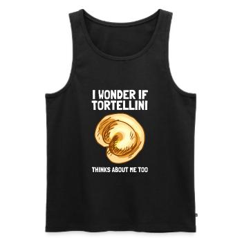 Pâtes Penne Tortellini italiennes - Débardeur bio Premium Homme - noir - Devant - Michal (187cm)