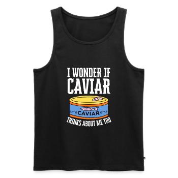Caviar rouge de saumon à la russe - Débardeur bio Premium Homme - noir - Devant - AI Model Male 178 light (178cm)