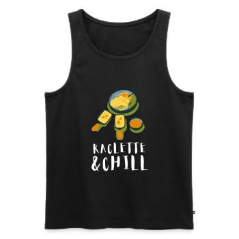 Swiss Cheese Fondue Raclette - Men's Premium Organic Tank Top - black - Front - AI Model Male 178 light (178cm)