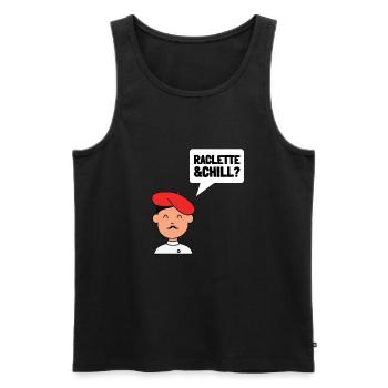 Swiss Cheese Fondue Raclette - Men's Premium Organic Tank Top - black - Front - AI Model Male 178 light (178cm)