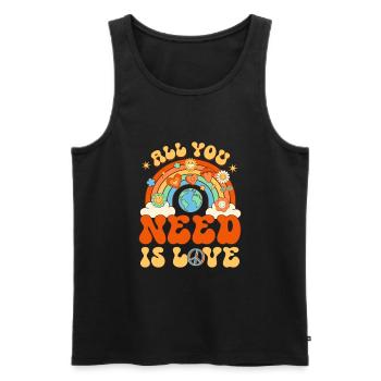 Groovy All You Need Is Love Rainbow - Männer Premium Bio Tank Top - Schwarz - Vorne - Michal (187cm)