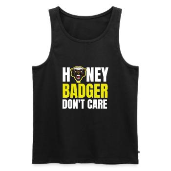 Honey Badger s’en fiche - Débardeur bio Premium Homme - noir - Devant - Michal (187cm)