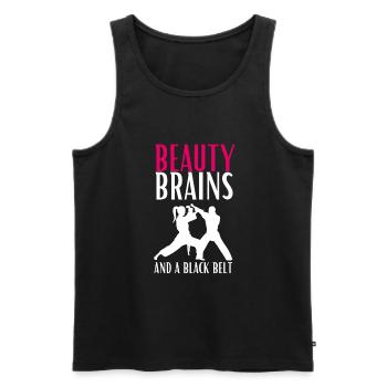 Beauty Brains et une ceinture noire - Débardeur bio Premium Homme - noir - Devant - Michal (187cm)