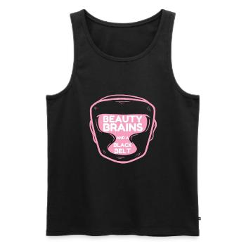 Beauty Brains et une ceinture noire - Débardeur bio Premium Homme - noir - Devant - Michal (187cm)