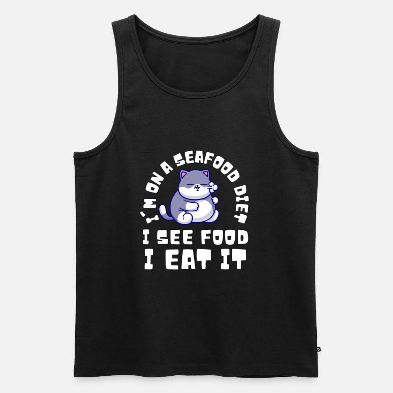 Fat Cat Obesity - Männer Premium Bio Tank Top - Schwarz