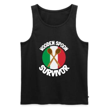 I Survived The Wooden Spoon - Parenting - Männer Premium Bio Tank Top - Schwarz - Vorne - AI Model Male 178 light (178cm)