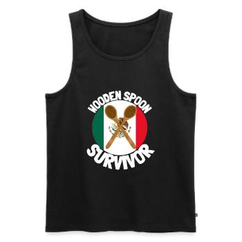 I Survived The Wooden Spoon - Parenting - Männer Premium Bio Tank Top - Schwarz - Vorne - AI Model Male 178 light (178cm)