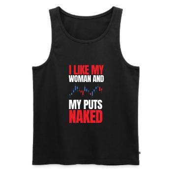 Volatility Options Trading Trader - Men's Premium Organic Tank Top - black - Front - AI Model Male 178 light (178cm)