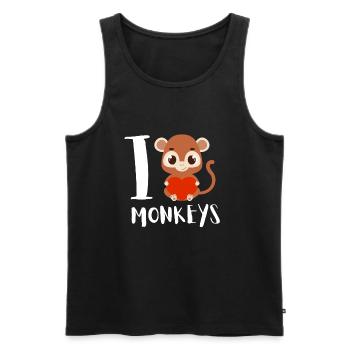 J’aime vraiment les singes ok? - Débardeur bio Premium Homme - noir - Devant - Michal (187cm)