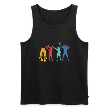 Kettlebell Workout Retro Fitness Gym - Männer Premium Bio Tank Top - Schwarz - Vorne - Michal (187cm)