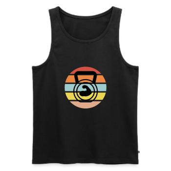 Kettlebell Workout Retro Fitness Gym - Männer Premium Bio Tank Top - Schwarz - Vorne - Michal (187cm)