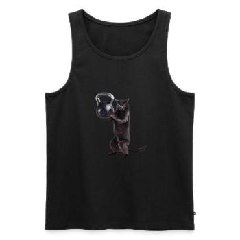 Kettlebell Workout Retro Fitness Gym - Männer Premium Bio Tank Top - Schwarz - Vorne - Michal (187cm)