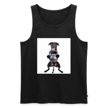 Kettlebell Workout Retro Fitness Gym - Männer Premium Bio Tank Top - Schwarz - Vorne - Michal (187cm)