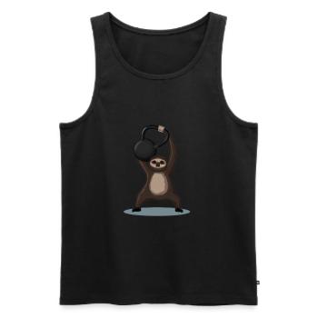 Kettlebell Workout Retro Fitness Gym - Männer Premium Bio Tank Top - Schwarz - Vorne - Michal (187cm)