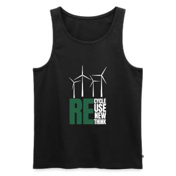 Recycle Réutiliser Renew Rethink Wind Turbine - Wind - Débardeur bio Premium Homme - noir - Devant - AI Model Male 178 light (178cm)