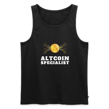 Altcoin Traders - Men's Premium Organic Tank Top - black - Front - AI Model Male 178 light (178cm)