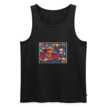 Aztec Calendar - Quetzalcoatl - Men's Premium Organic Tank Top - black - Front - AI Model Male 178 light (178cm)